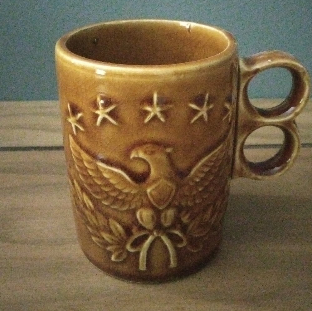 Vintage Brown Eagle and Star Coffee Mug Made In Japan